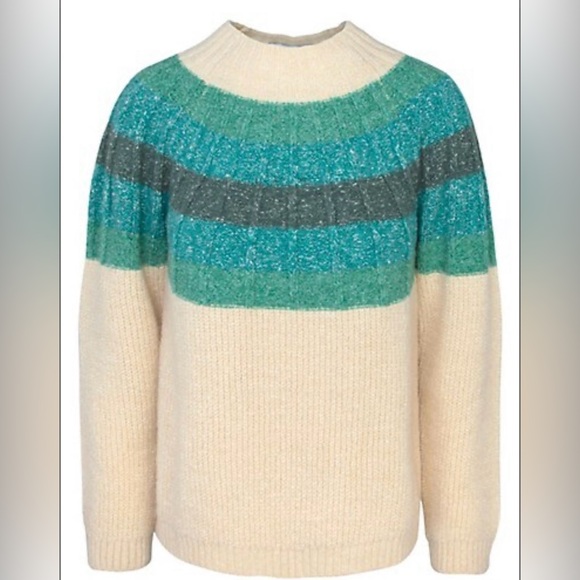 GREYLIN Ombré Funnelneck Knit Sweater XS-S Cream Beige Green Blue - Picture 10 of 10